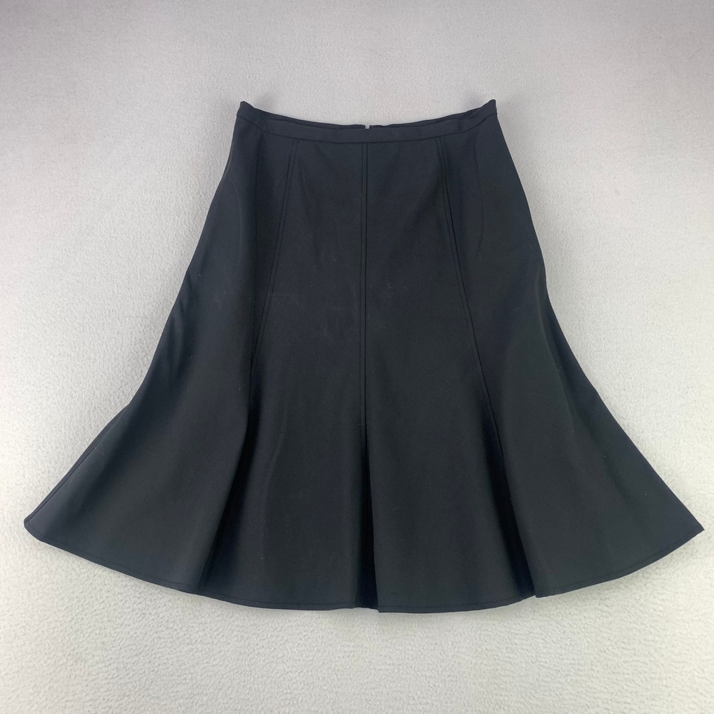 Alex Marie A-Line Flare Skirt Womens 4 Black Wool Blend Career Minimalist Office
